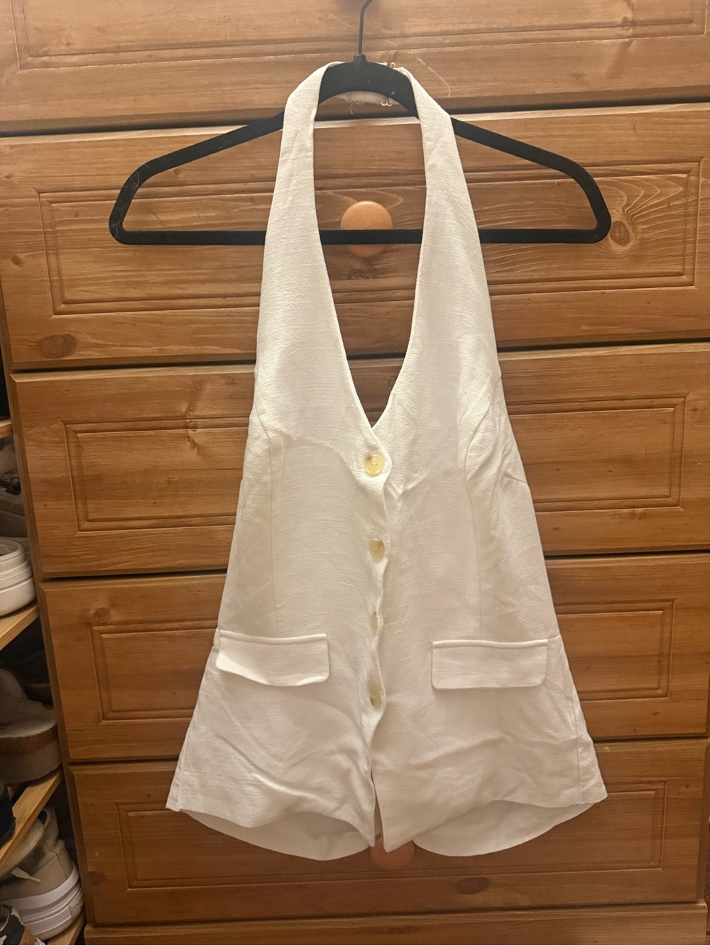 Marshalls White Halter with Button Front
